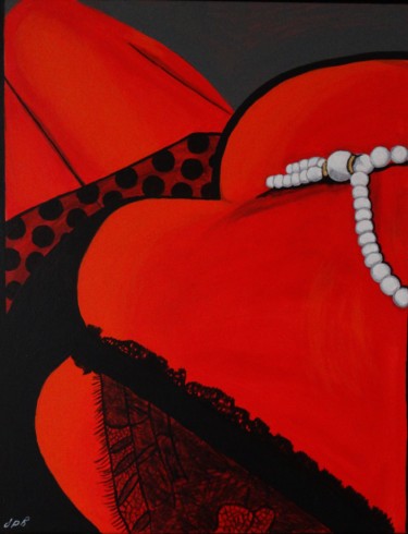Painting titled "femme-au-collier" by Jean Philippe Dufau, Original Artwork, Acrylic Mounted on Other rigid panel