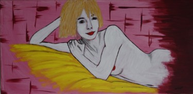Painting titled "femme-allongee-sur-…" by Jean Philippe Dufau, Original Artwork, Acrylic