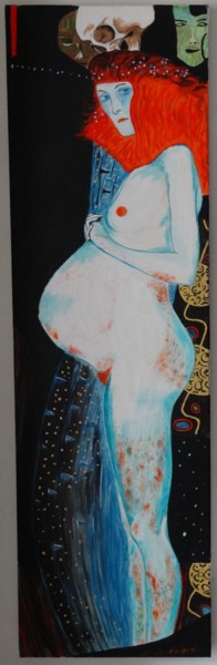 Painting titled "enceinte (Klimt)" by Jean Philippe Dufau, Original Artwork, Acrylic
