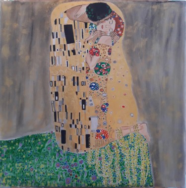 Peinture intitulée "le-baiser-klimt" par Jean Philippe Dufau, Œuvre d'art originale, Acrylique