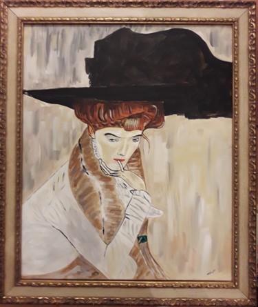 Peinture intitulée "femme-au-chapeau-no…" par Jean Philippe Dufau, Œuvre d'art originale, Acrylique