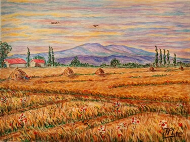 Peinture intitulée "Sieste dans les blés" par Jean-Pierre Loubinoux, Œuvre d'art originale, Acrylique Monté sur Châssis en b…
