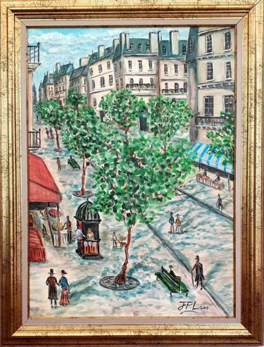 Painting titled "Les grands boulevar…" by Jean-Pierre Loubinoux, Original Artwork, Acrylic Mounted on Wood Stretcher frame