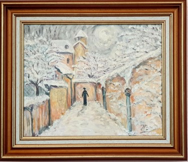 Schilderij getiteld "L'hiver" door Jean-Pierre Loubinoux, Origineel Kunstwerk, Acryl Gemonteerd op Frame voor houten brancard