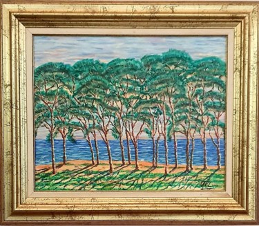 Painting titled "Les Landes" by Jean-Pierre Loubinoux, Original Artwork, Acrylic Mounted on Wood Stretcher frame