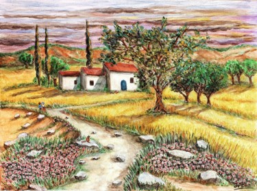 Painting titled "Anémones de Provence" by Jean-Pierre Loubinoux, Original Artwork, Acrylic Mounted on Wood Stretcher frame