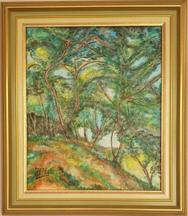Painting titled "Sous-bois" by Jean-Pierre Loubinoux, Original Artwork, Acrylic Mounted on Wood Stretcher frame