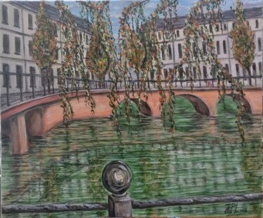 Painting titled "Amsterdam" by Jean-Pierre Loubinoux, Original Artwork, Acrylic Mounted on Wood Stretcher frame