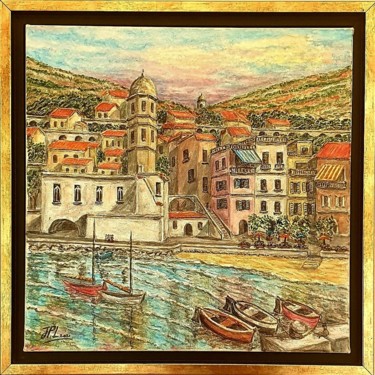Painting titled "Cinqueterre" by Jean-Pierre Loubinoux, Original Artwork, Acrylic Mounted on Wood Stretcher frame