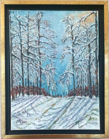 Картина под названием "Tombe la neige" - Jean-Pierre Loubinoux, Подлинное произведение искусства, Акрил Установлен на Деревя…