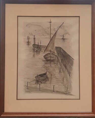 Peinture intitulée "Le vieux port" par Jean-Pierre Loubinoux, Œuvre d'art originale, Aquarelle Monté sur Panneau de bois