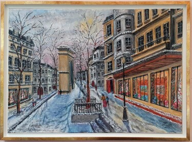 Картина под названием "Noël à Paris" - Jean-Pierre Loubinoux, Подлинное произведение искусства, Акрил Установлен на Деревянн…