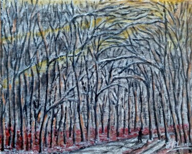 제목이 "Forêt de Noël"인 미술작품 Jean-Pierre Loubinoux로, 원작, 아크릴 나무 들것 프레임에 장착됨