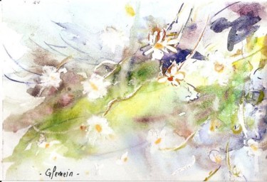 Drawing titled "Fleurs ,ruisseau" by J.P. Glemein-Martinelli, Original Artwork