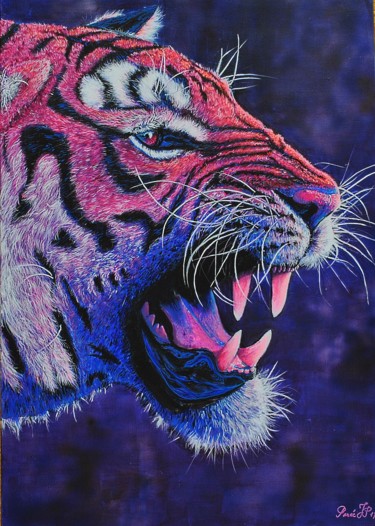Malerei mit dem Titel ""Tigre"" von Jean-Pierre Parée, Original-Kunstwerk, Acryl