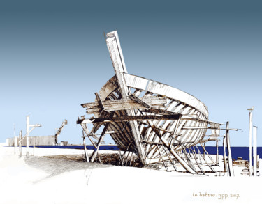 Arts numériques intitulée "le-bateau-copie.jpg" par Jean-Pierre Pascal, Œuvre d'art originale, Peinture numérique