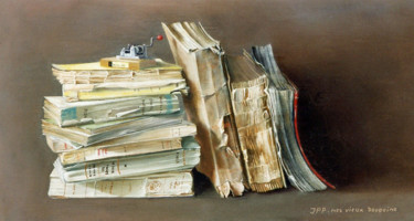 Peinture intitulée "mes-vieux-bouquins.…" par Jean-Pierre Pascal, Œuvre d'art originale, Huile