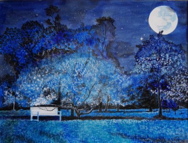 Dessin intitulée "Clair de lune" par Jean-Pierre Vialle, Œuvre d'art originale