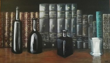 绘画 标题为“Dans ma bibliothèque” 由Jean-Pierre Vialle, 原创艺术品, 油