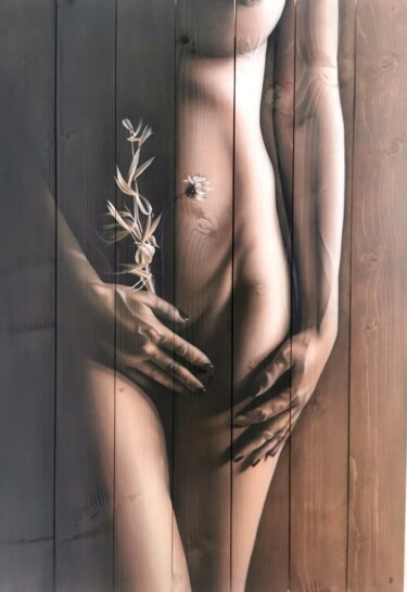Peinture intitulée "Sensualité" par Jrbrush, Œuvre d'art originale, Aérographe Monté sur Châssis en bois
