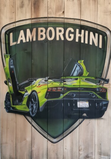 Painting titled "Lamborghini - avent…" by Jrbrush, Original Artwork, Airbrush