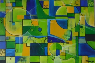 Peinture intitulée "Espace verte" par Jrousseau, Œuvre d'art originale