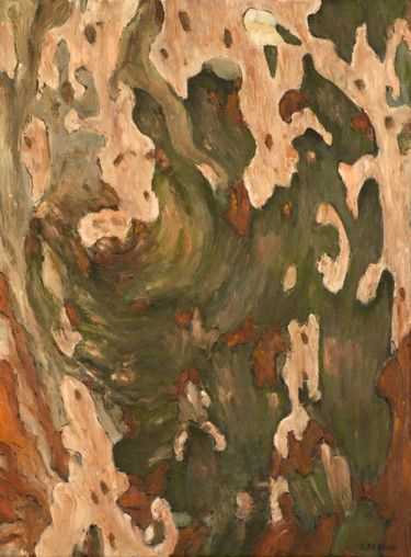 Peinture intitulée "Ecorce de Platane 2…" par Renand, Œuvre d'art originale, Huile Monté sur Châssis en bois