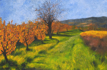 Pintura titulada "Paysage provencal,…" por Renand, Obra de arte original, Oleo Montado en Bastidor de camilla de madera