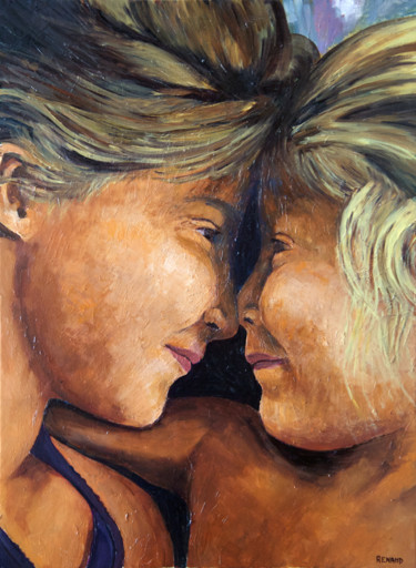 Painting titled "Les deux soeurs, th…" by Renand, Original Artwork, Oil