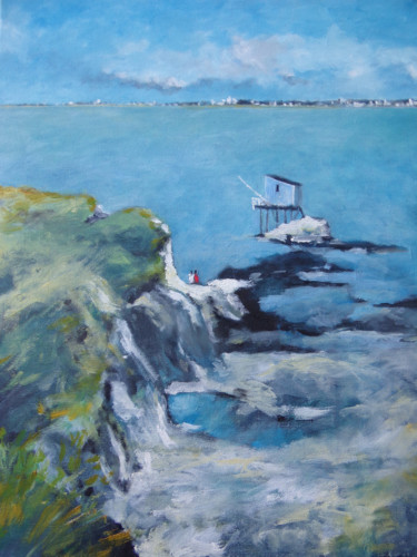 Peinture intitulée "l'estuaire en face…" par Jacques Segui, Œuvre d'art originale, Huile Monté sur Châssis en bois