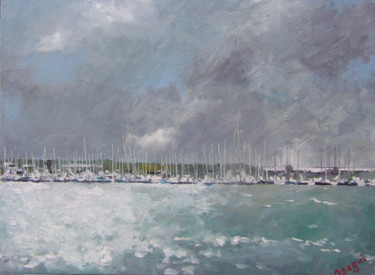 Peinture intitulée "port d'Irlande" par Jacques Segui, Œuvre d'art originale, Huile