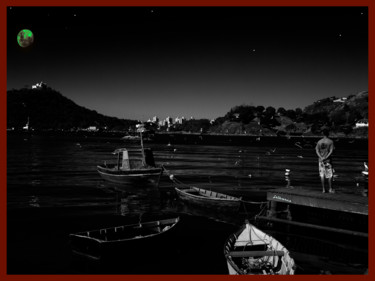 Fotografia intitolato "pêche de nuit" da Jose Americo Jsilvares, Opera d'arte originale, Fotografia manipolata