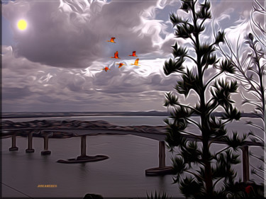 Photography titled "pont sous le ciel" by Jose Americo Jsilvares, Original Artwork, Manipulated Photography