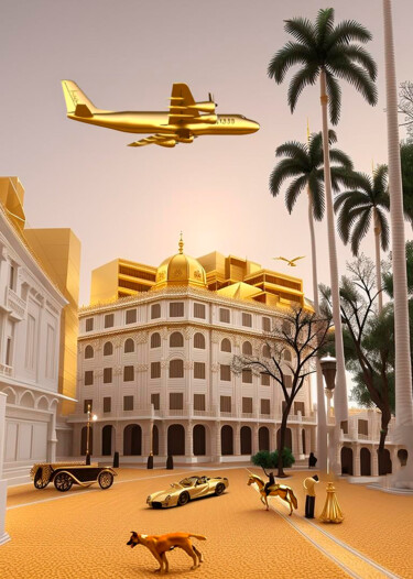 Fotografie getiteld "cidade dourada" door Jose Americo Jsilvares, Origineel Kunstwerk, AI gegenereerde afbeelding