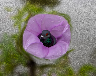 Photography titled "Bird and flower" by Jose Americo Jsilvares, Original Artwork, AI generated image