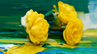 Photography titled "rosas amarelas e..." by Jose Americo Jsilvares, Original Artwork, Manipulated Photography