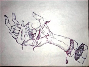 Drawing titled "birth from a hand" by Justin Singh, Original Artwork
