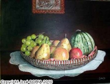 Peinture intitulée "Fruits et dentelle" par Jose Soria, Œuvre d'art originale, Huile