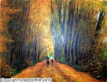 Peinture intitulée "Promenade aux bois" par Jose Soria, Œuvre d'art originale, Huile