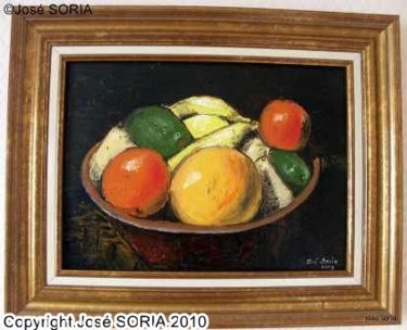 Peinture intitulée "Les fruits" par Jose Soria, Œuvre d'art originale, Huile