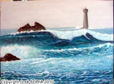 Peinture intitulée "Les vagues bleus" par Jose Soria, Œuvre d'art originale, Huile