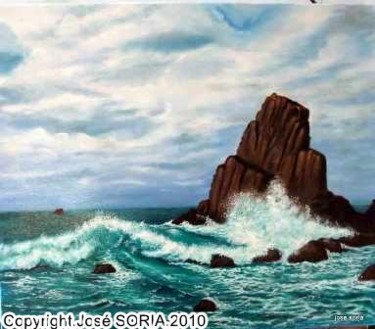 Peinture intitulée "Rochers dans la mer" par Jose Soria, Œuvre d'art originale