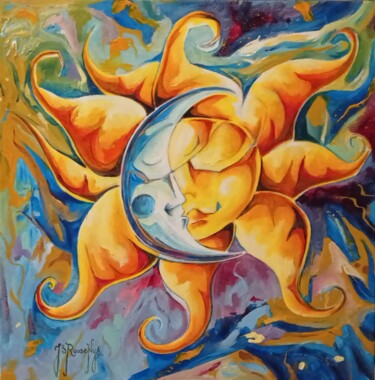 Schilderij getiteld "Soleil lune 2" door Jsroosenys, Origineel Kunstwerk, Acryl