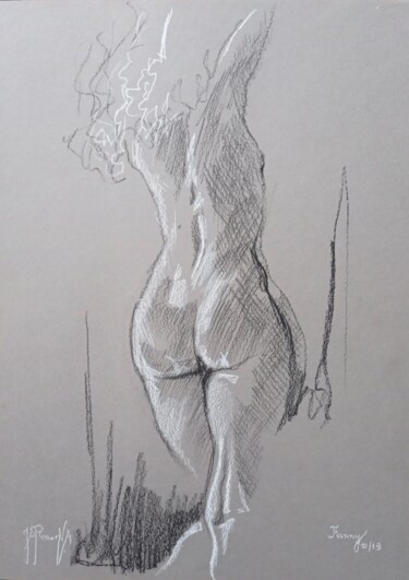 Dessin intitulée "Fanny, pose de dos" par Jsroosenys, Œuvre d'art originale, Graphite