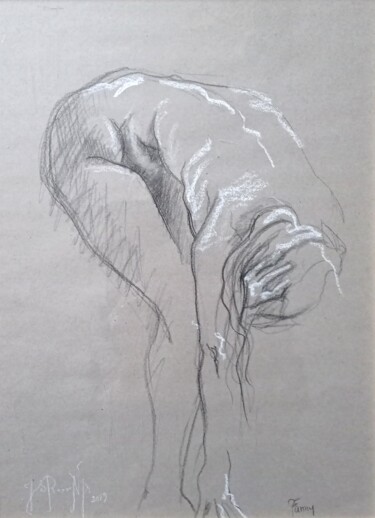 Dessin intitulée "Fanny pose courbée" par Jsroosenys, Œuvre d'art originale, Graphite