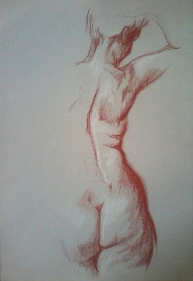 Drawing titled "Louise, pose de dos" by Jsroosenys, Original Artwork, Graphite