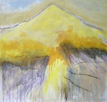 Schilderij getiteld "yellow mountain" door June Stapleton, Origineel Kunstwerk, Acryl