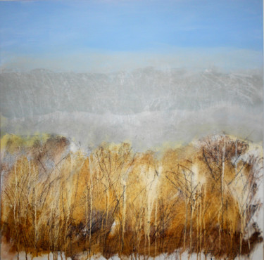 Malerei mit dem Titel "beeches-in-winter" von June Stapleton, Original-Kunstwerk, Öl