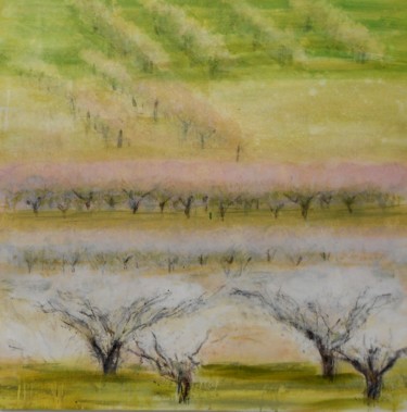 Painting titled "cherries-and-vines" by June Stapleton, Original Artwork, Oil