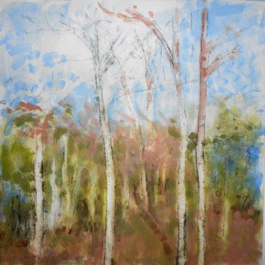 Painting titled "woodland-colour" by June Stapleton, Original Artwork, Oil